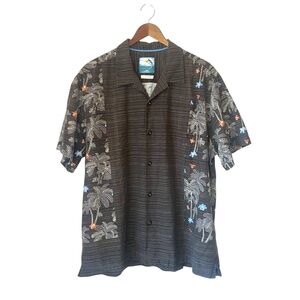 Tommy Bahama Men's Palm Tree Hawaiian Island Modern Fit Summer Shirt Brown XL
